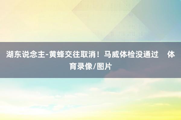 湖东说念主-黄蜂交往取消！马威体检没通过    体育录像/图片