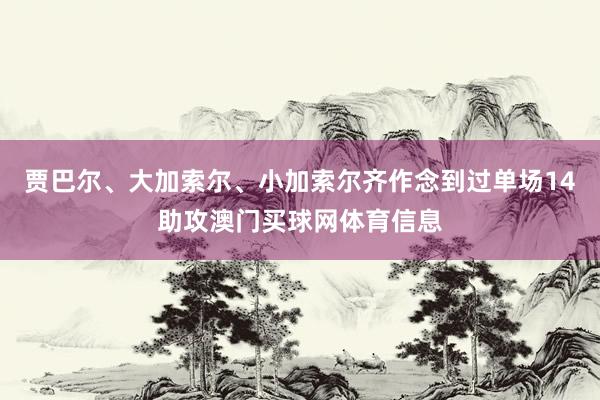 贾巴尔、大加索尔、小加索尔齐作念到过单场14助攻澳门买球网体育信息