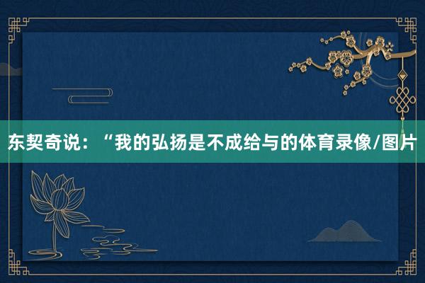 东契奇说：“我的弘扬是不成给与的体育录像/图片