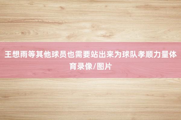 王想雨等其他球员也需要站出来为球队孝顺力量体育录像/图片