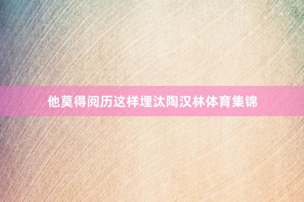 他莫得阅历这样埋汰陶汉林体育集锦