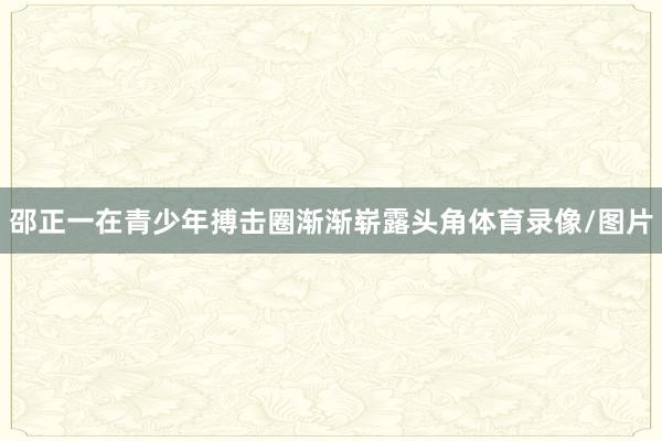 邵正一在青少年搏击圈渐渐崭露头角体育录像/图片