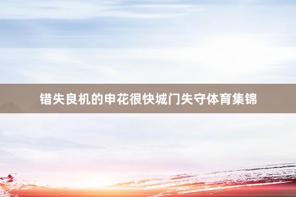 错失良机的申花很快城门失守体育集锦