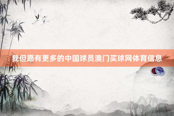 我但愿有更多的中国球员澳门买球网体育信息