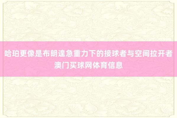 哈珀更像是布朗遑急重力下的接球者与空间拉开者澳门买球网体育信息