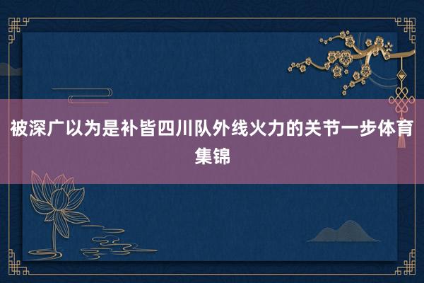 被深广以为是补皆四川队外线火力的关节一步体育集锦