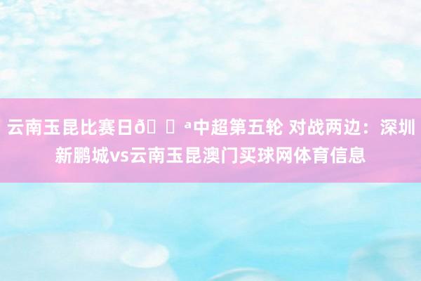 云南玉昆比赛日💪中超第五轮 对战两边：深圳新鹏城vs云南玉昆澳门买球网体育信息