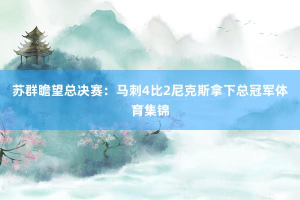 苏群瞻望总决赛：马刺4比2尼克斯拿下总冠军体育集锦